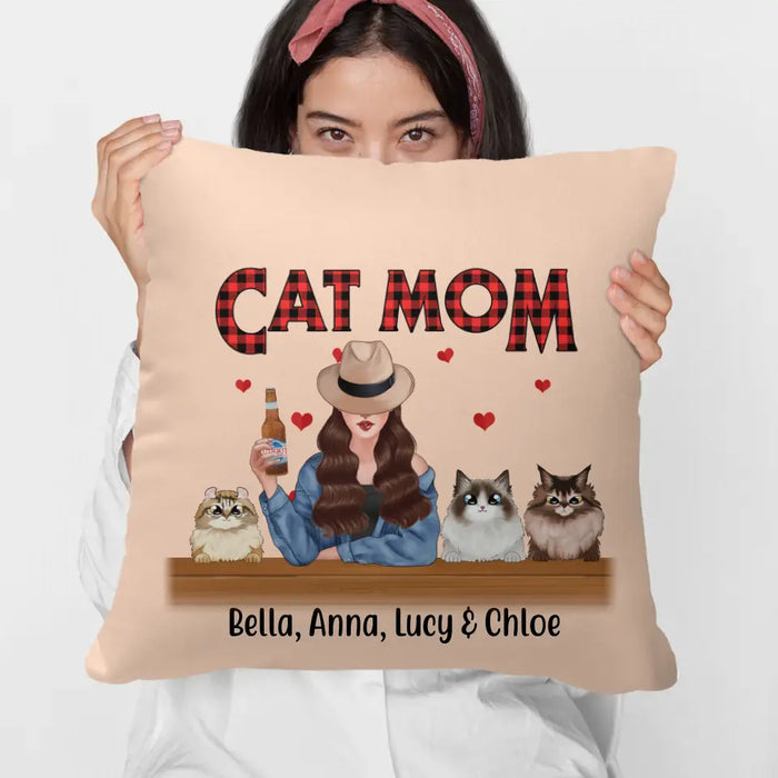 Personalized Pillow, Cat Mom, Custom Gift For Cat Lovers