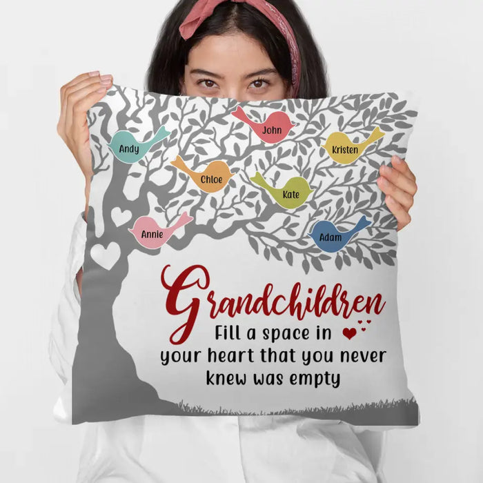 Personalized Pillow, Grandchildren Tree, Up To 7 Kids, Custom Gift for Grandparents