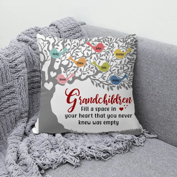 Personalized Pillow, Grandchildren Tree, Up To 7 Kids, Custom Gift for Grandparents