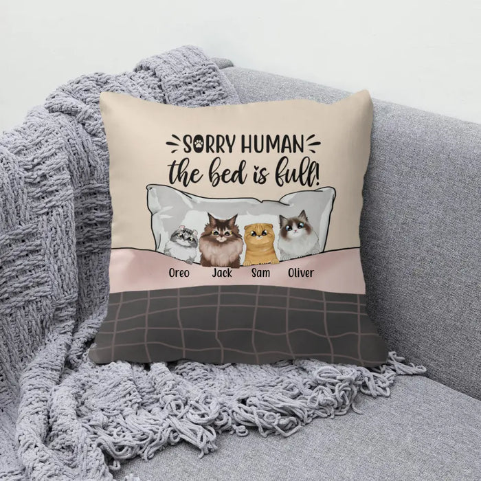 Personalized Pillow, Cats on Bed, Gift for Cat Lovers