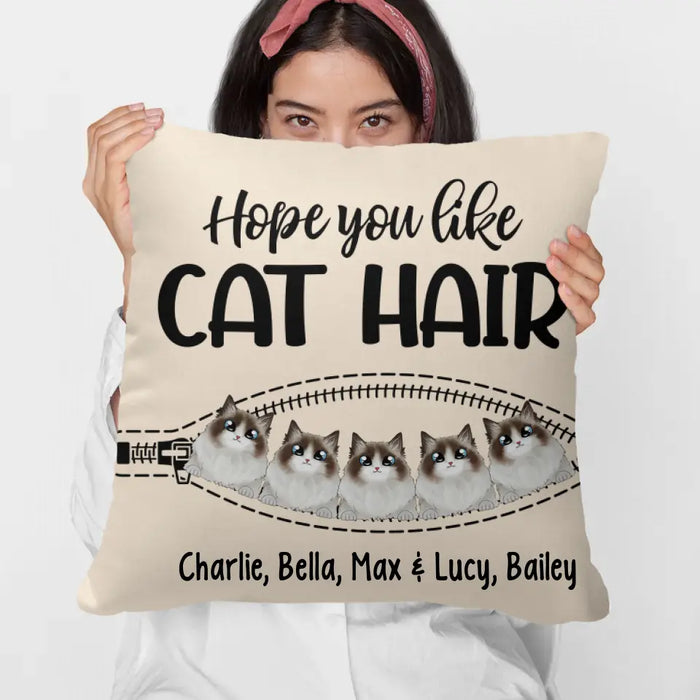 Personalized Pillow, Funny Cat Peeking - Hope You Like Cat Hair, Gift For Cat Lovers