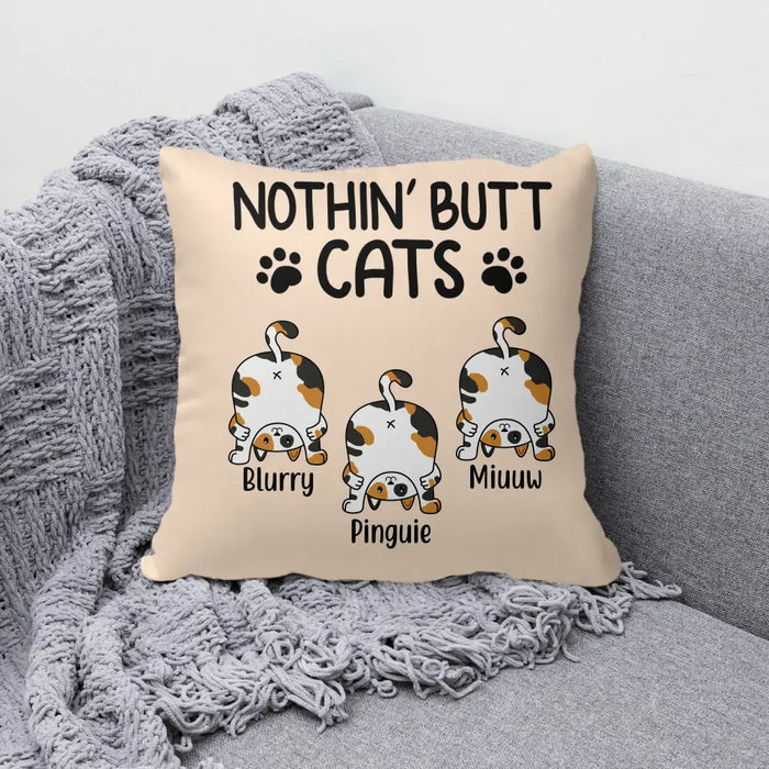 Personalized Pillow, Nothin' Butt Cats, Up To 5 Funny Cats, Gift For Cat Lovers