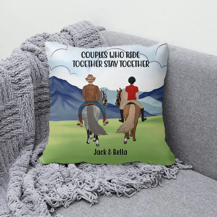 Personalized Pillow, Horse Riding Partners, Gift for Horse Lovers, Gift for Couple, Friends