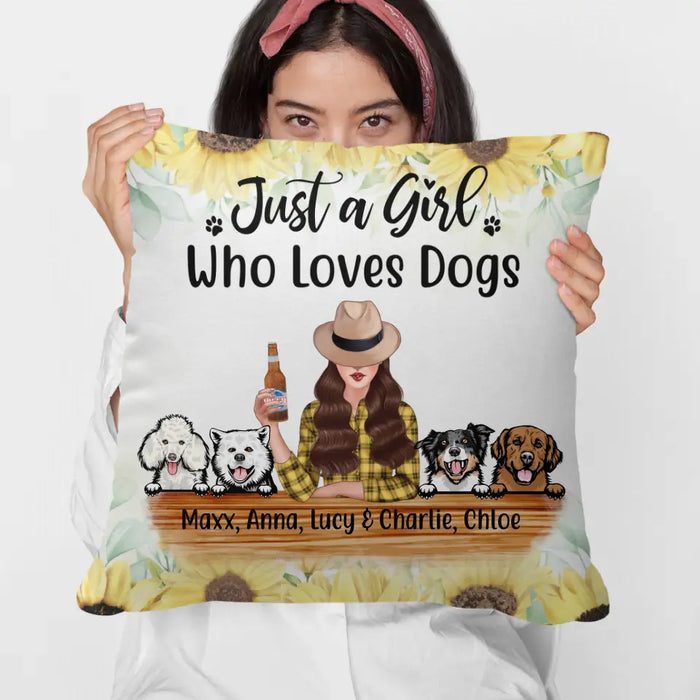 Personalized Pillow, Up To 4 Dogs, Just A Girl Who Loves Dogs, Gift For Dog Lovers