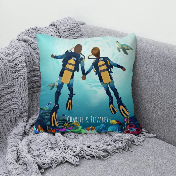 Personalized Pillow, Custom Scuba Diving Gifts for Couples, Scuba Diving Gifts, Gifts for Scuba Divers