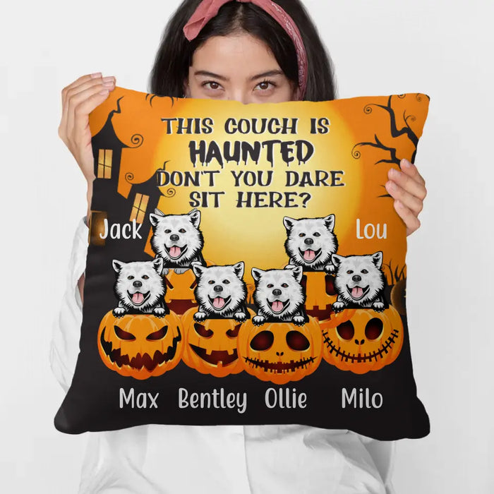 Personalized Pillow, Up To 6 Pets, This Couch Is Haunted, Halloween Gift For Dog Lovers, Cat Lovers