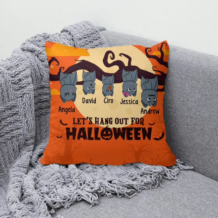 Personalized Pillow, Bat Family, Let's Hang Out For Halloween, Halloween Gift for Family