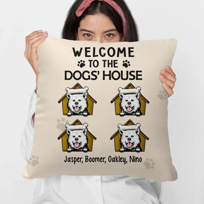 Personalized Pillow, Welcome To The Dog's House, Gift For Dog Lovers