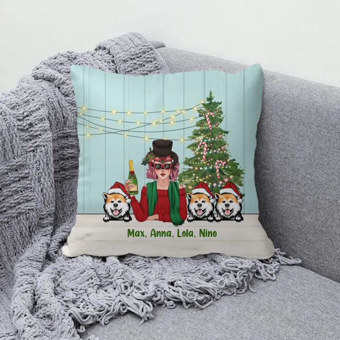 Personalized Pillow, Christmas with Dogs, Christmas Gift For Dog Lovers