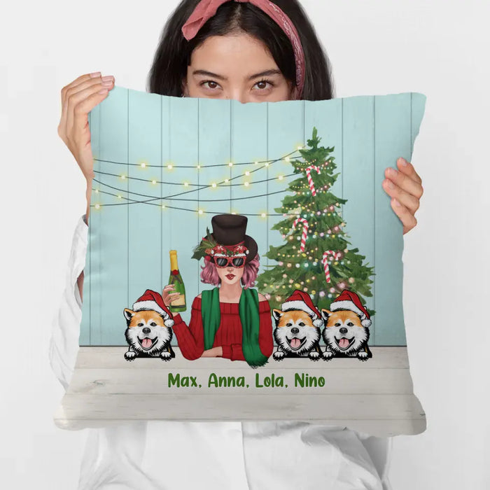 Personalized Pillow, Christmas with Dogs, Christmas Gift For Dog Lovers