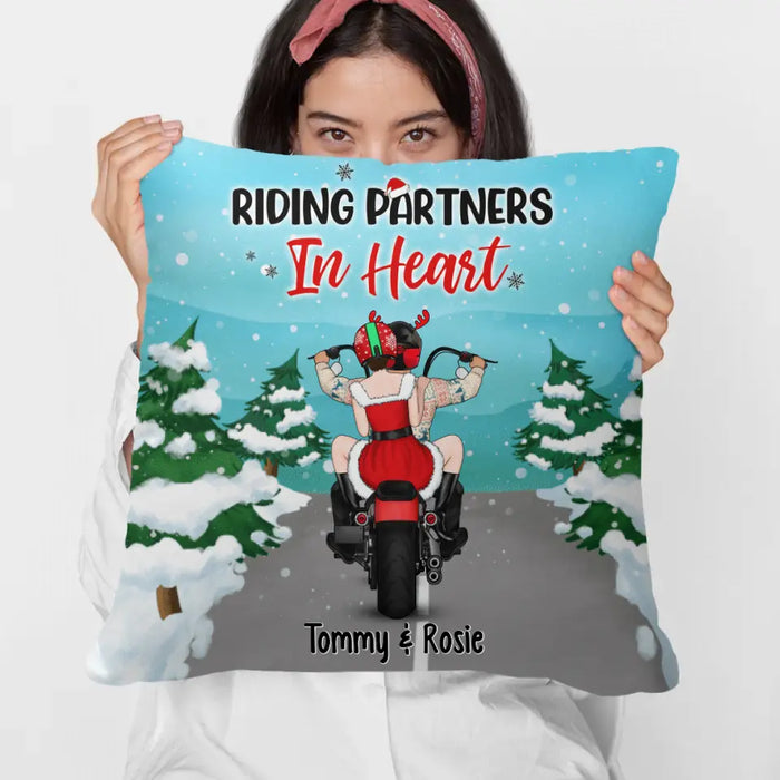 Personalized Pillow, Christmas Motorcycle Couple, Christmas Gift For Motorcycle Lovers