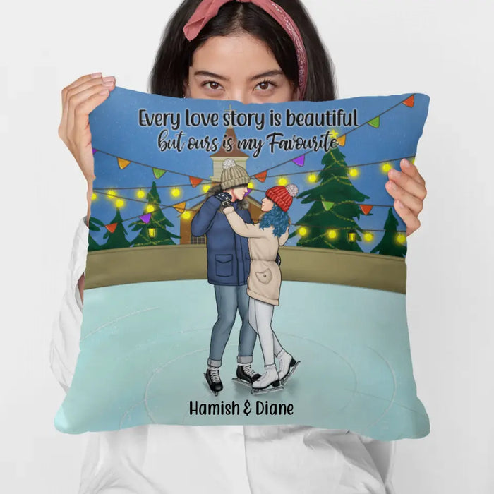 Personalized Pillow, Ice Skating Partners for Life, Gift for Ice Skating Couple