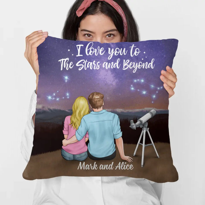 Couple With Zodiac Signs - Personalized Pillow For Couples, For Astronomy Lovers