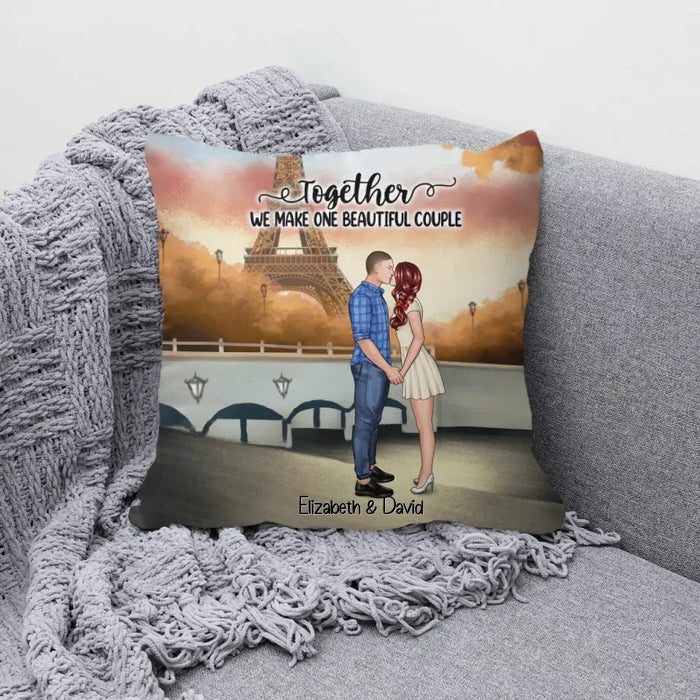 Eiffel Tower Beautiful Couple - Personalized Pillow For Couples, Valentine's Day