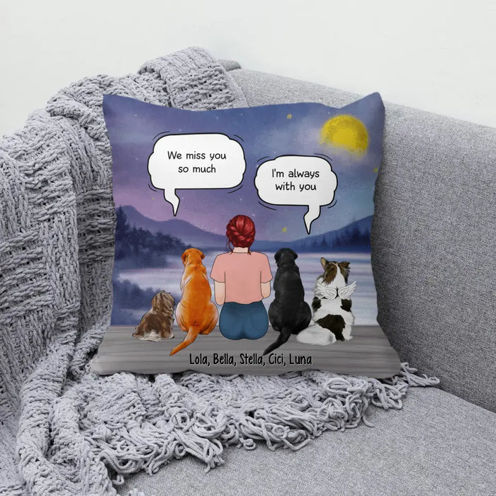 Up to 4 Dogs in Conversation with Dog Mom - Personalized Gifts Custom Memorial Pillow for Dog Mom, Memorial Gifts