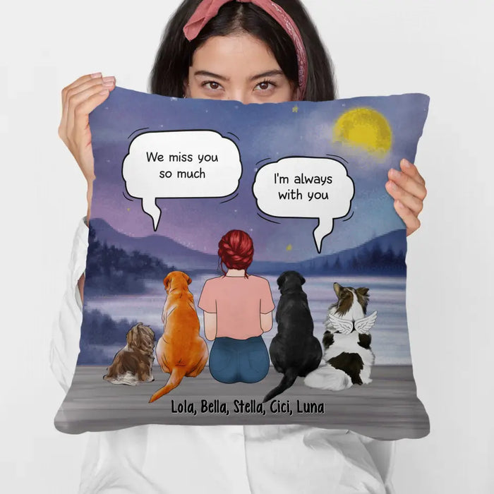 Up to 4 Dogs in Conversation with Dog Mom - Personalized Gifts Custom Memorial Pillow for Dog Mom, Memorial Gifts