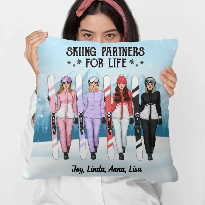 Skiing Partners For Life - Personalized Pillow For Friends, For Her, Skiing