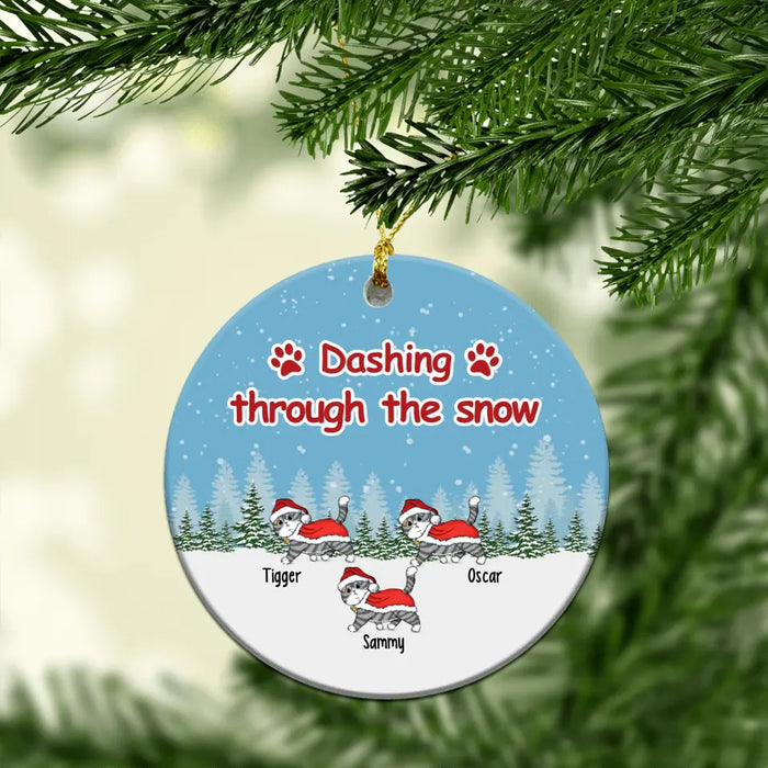 Dashing Through The Snow - Personalized Christmas Gifts Funny Cats, Custom Ornament for Cat Lovers