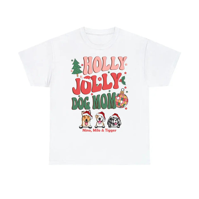 Holly Jolly Dog Mom-  Personalized Christmas Gifts Custom Shirt for Dog Mom, Dog Lovers