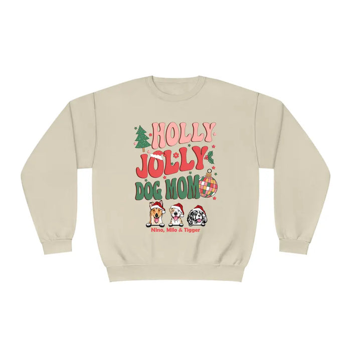 Holly Jolly Dog Mom-  Personalized Christmas Gifts Custom Shirt for Dog Mom, Dog Lovers