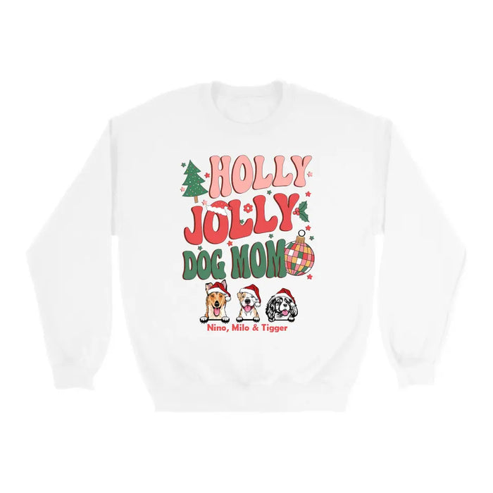 Holly Jolly Dog Mom-  Personalized Christmas Gifts Custom Shirt for Dog Mom, Dog Lovers