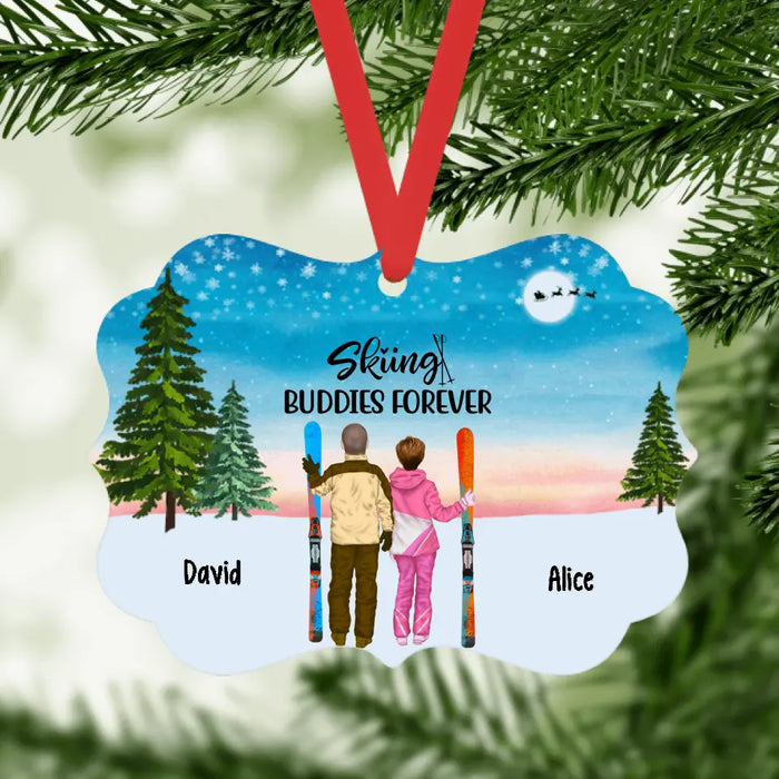 Personalized Ornament, Skiing Couple And Friends, Gifts for Skiers