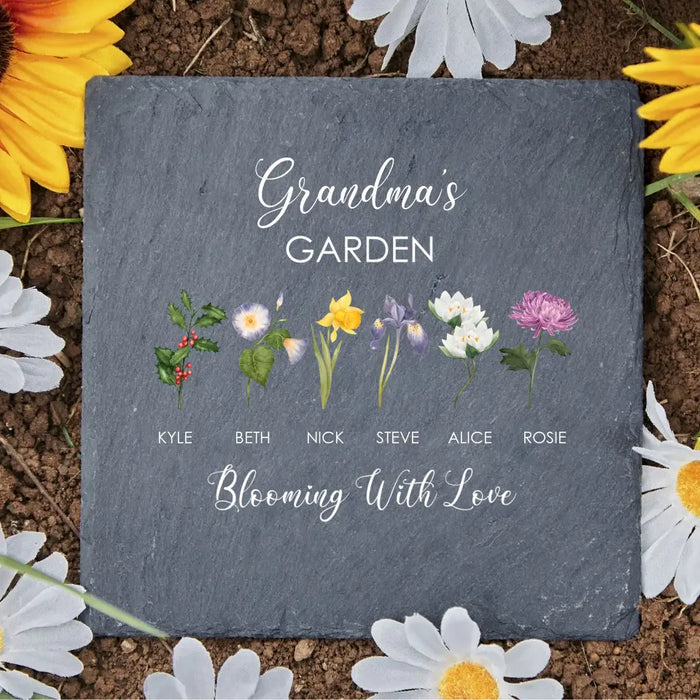 Grandma's Garden Blooming With Love - Personalized Garden Stone, Gift for Grandma, Flower Garden Lover