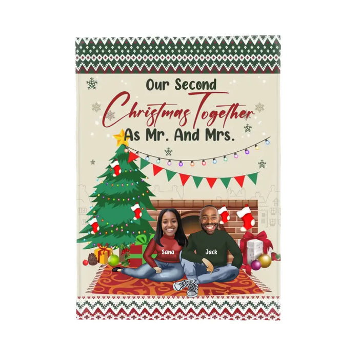 Our Frist Christmas Together As Mr. And Mrs. - Christmas Personalized Photo Upload Custom Funny Face Blanket For Couples