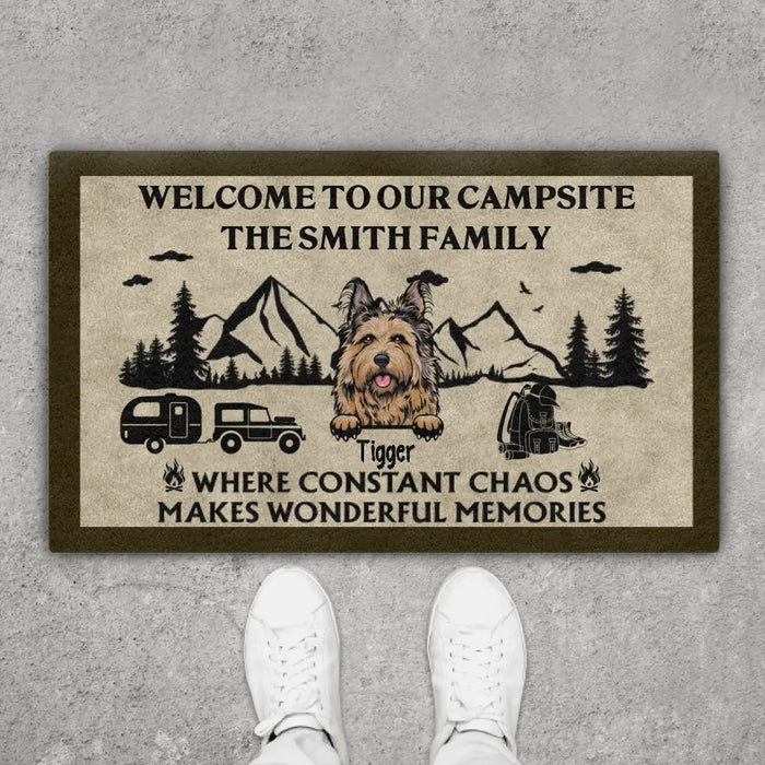 Welcome to Our Campsite The Family - Personalized Gifts Custom Doormat for Family, Dog Lovers