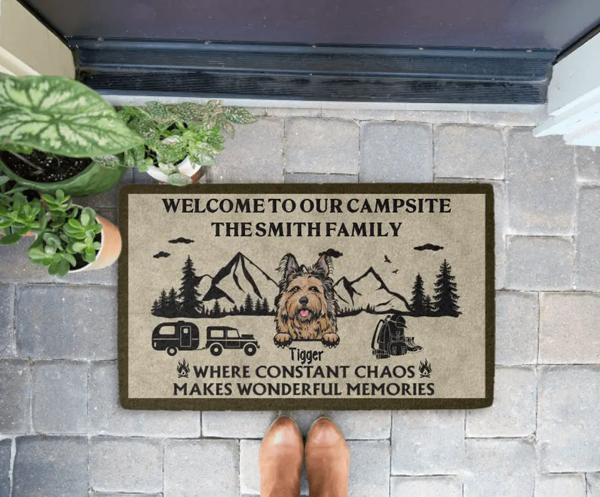 Welcome to Our Campsite The Family - Personalized Gifts Custom Doormat for Family, Dog Lovers