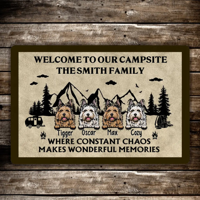 Welcome to Our Campsite The Family - Personalized Gifts Custom Doormat for Family, Dog Lovers