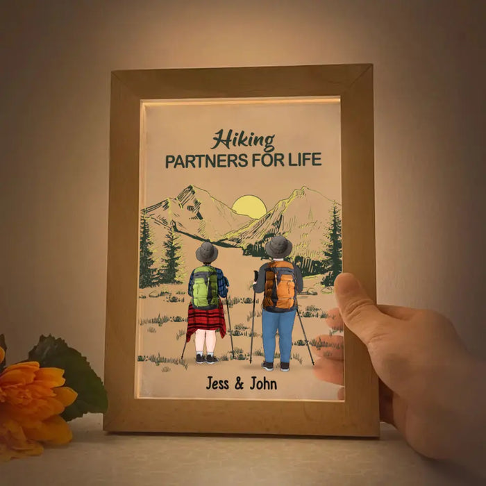 Hiking Partners For Life - Personalized Gifts Custom Photo Frame Lamp for Friends, Family, Couples, Hiking Lovers