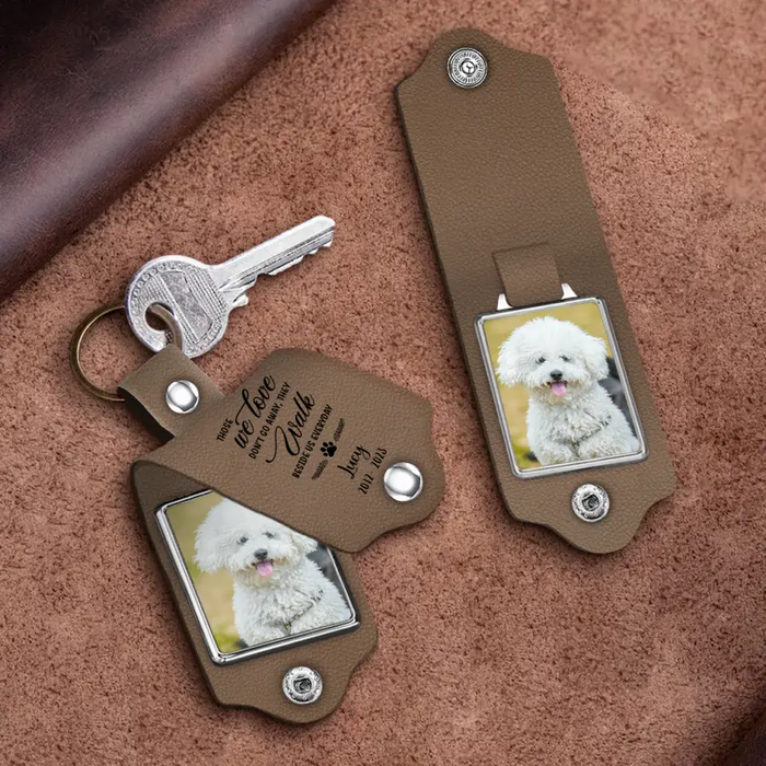 Once By My Side Forever In My Heart - Personalized Photo Upload Gifts Custom Leather Keychain For Loss Of Pet, Pet Memorial Gifts