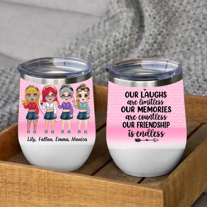 Our Laughs Are Limitless - Personalized Wine Tumbler For Her, Friends