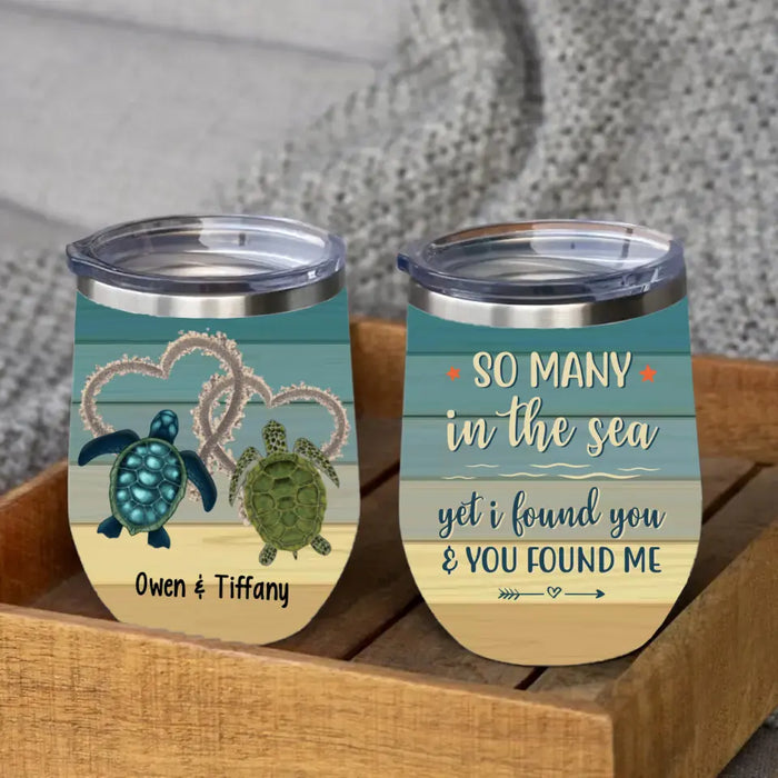 Personalized Wine Tumbler, Sea Turtle Couple, Gifts For Sea Turtle Lovers, Gifts For Couple