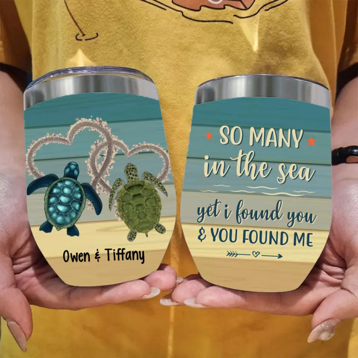 Personalized Wine Tumbler, Sea Turtle Couple, Gifts For Sea Turtle Lovers, Gifts For Couple