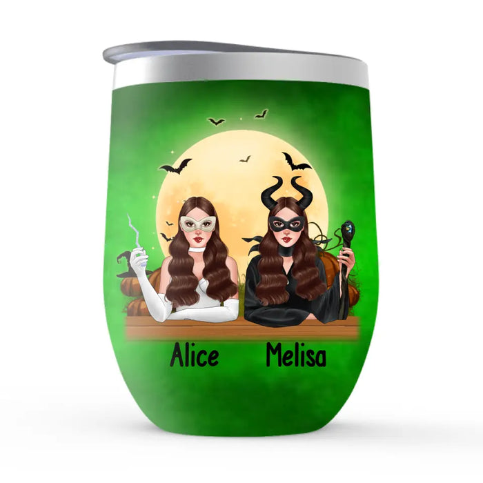 Personalized Wine Tumbler, Witches By Nature, Halloween Gift For Best Friends, Halloween Gift For Sisters