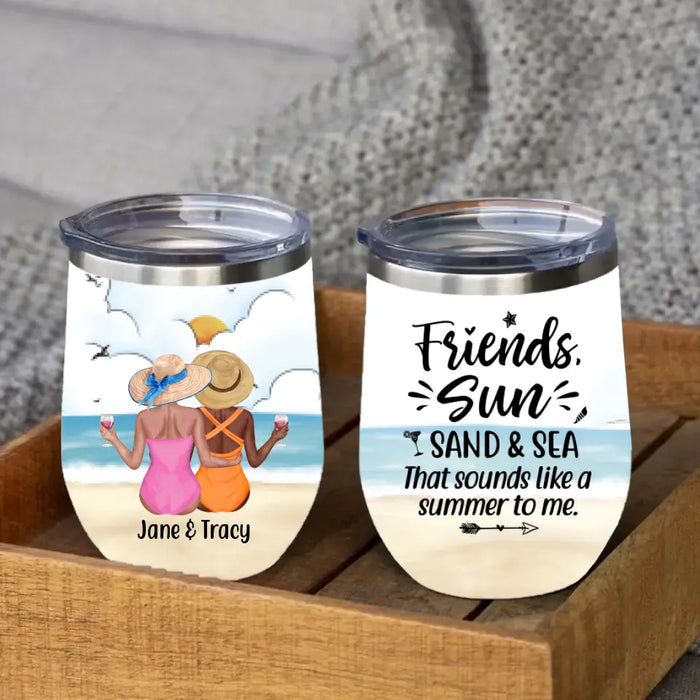 Personalized Wine Tumbler, Sisters On Beach, Gifts For Beach Lovers