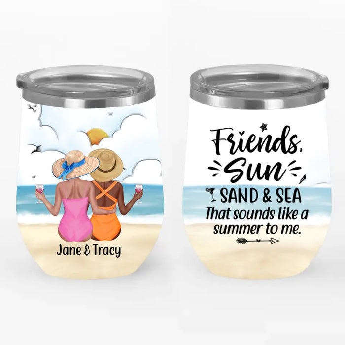 Personalized Wine Tumbler, Sisters On Beach, Gifts For Beach Lovers