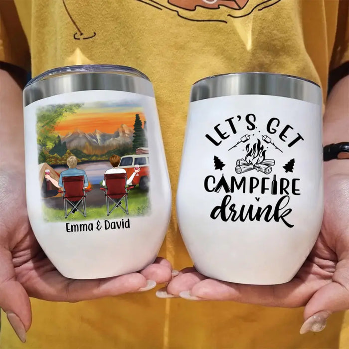 Personalized Wine Tumbler, Camping Partners - Family, Gift For Campers