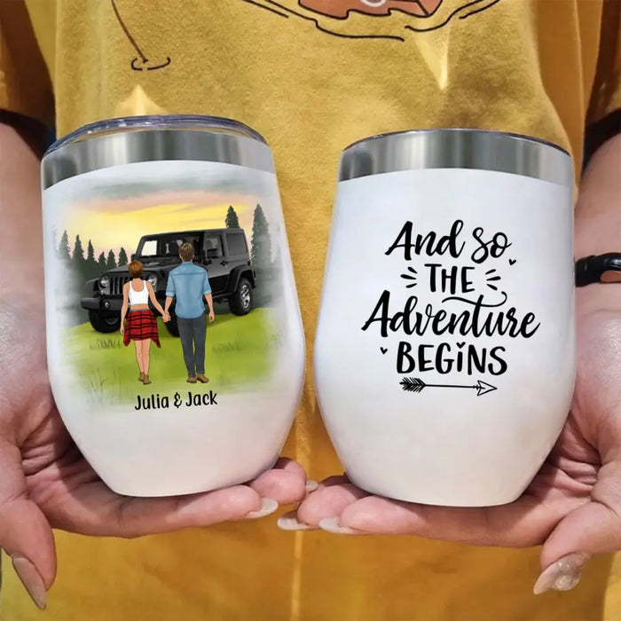 Personalized Wine Tumbler, Couple Holding Hands, Relationship Goals, Gift for Car Lovers and Couple, Friends