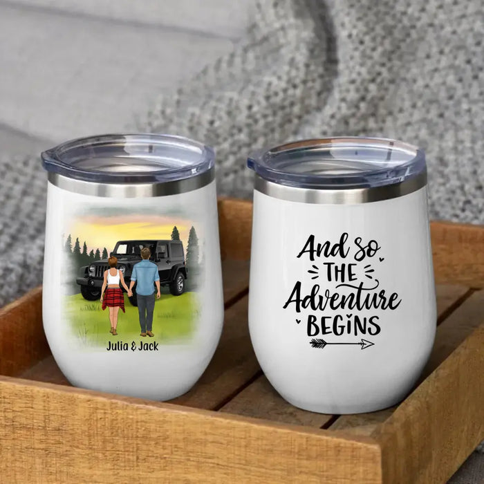 Personalized Wine Tumbler, Couple Holding Hands, Relationship Goals, Gift for Car Lovers and Couple, Friends