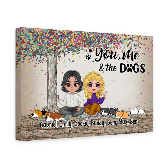 You, Me, and the Cats - Personalized Gifts Custom Canvas for Dog Mom and Dog Dad