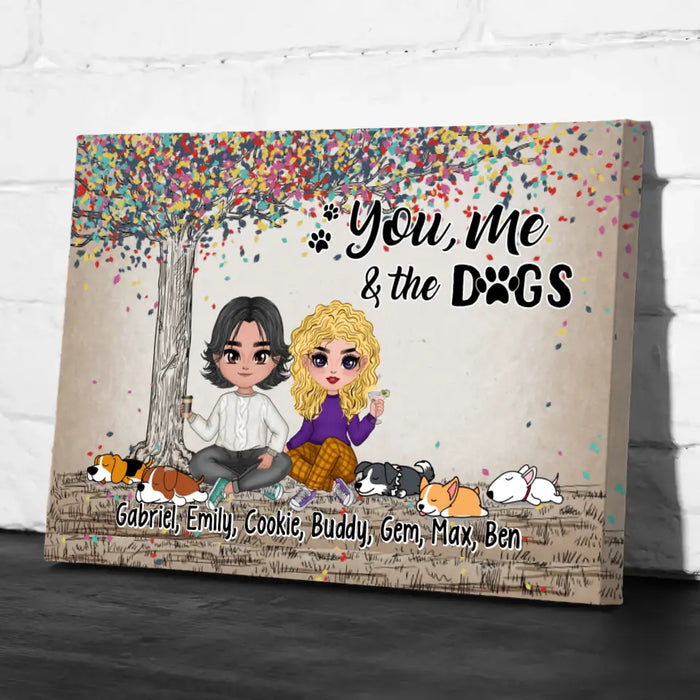 You, Me, and the Cats - Personalized Gifts Custom Canvas for Dog Mom and Dog Dad