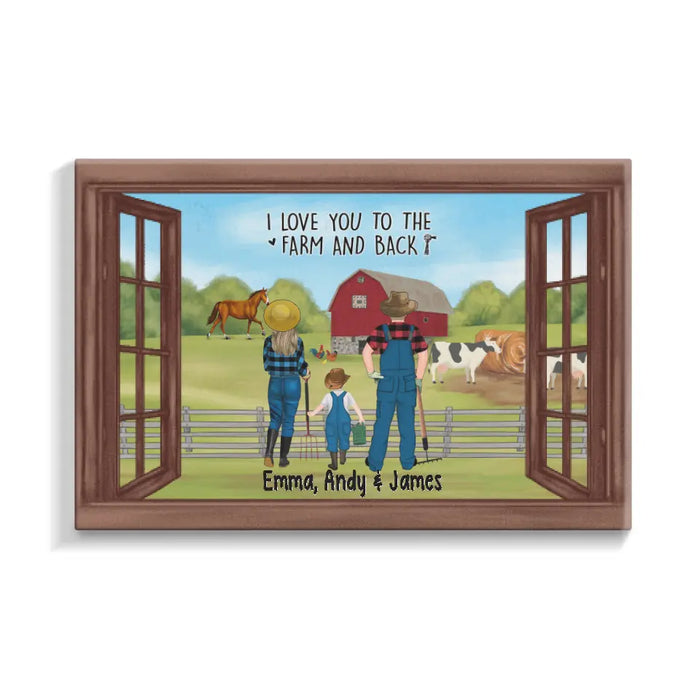 Farming Couple With Kids - Personalized Canvas For The Family, Her, Him, Farmer