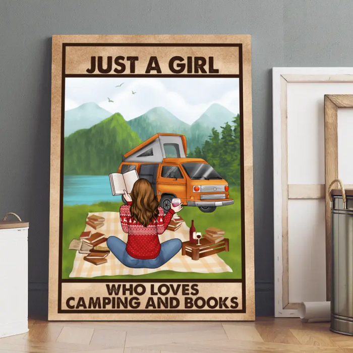 Just A Girl Who Loves Camping And Books - Personalized Canvas For Her, Camping, Book