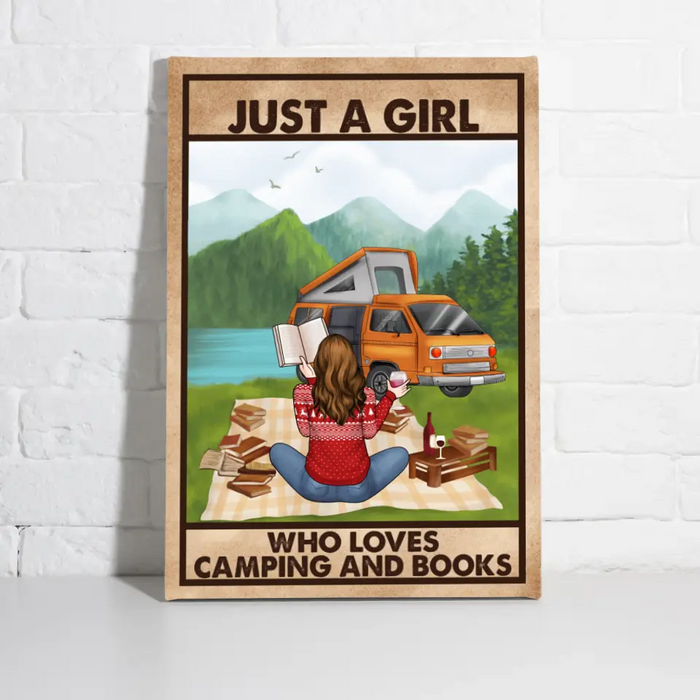 Just A Girl Who Loves Camping And Books - Personalized Canvas For Her, Camping, Book