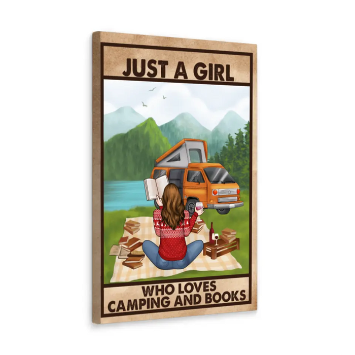 Just A Girl Who Loves Camping And Books - Personalized Canvas For Her, Camping, Book