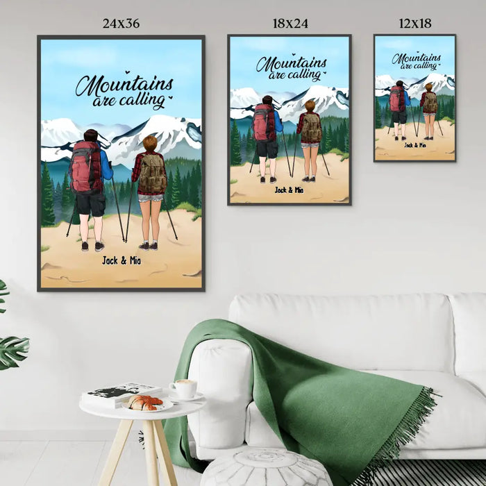 Mountains Are Calling - Personalized Gifts Custom Poster For Couples, Friends, Hiking Lovers