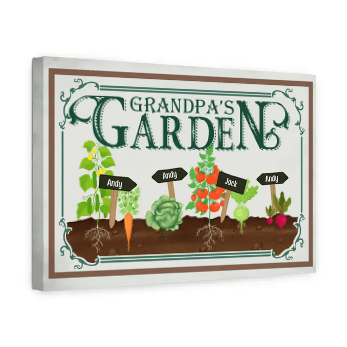 Grandpa's Garden - Personalized Gifts for Gardeners - Custom Canvas for Family and Dad